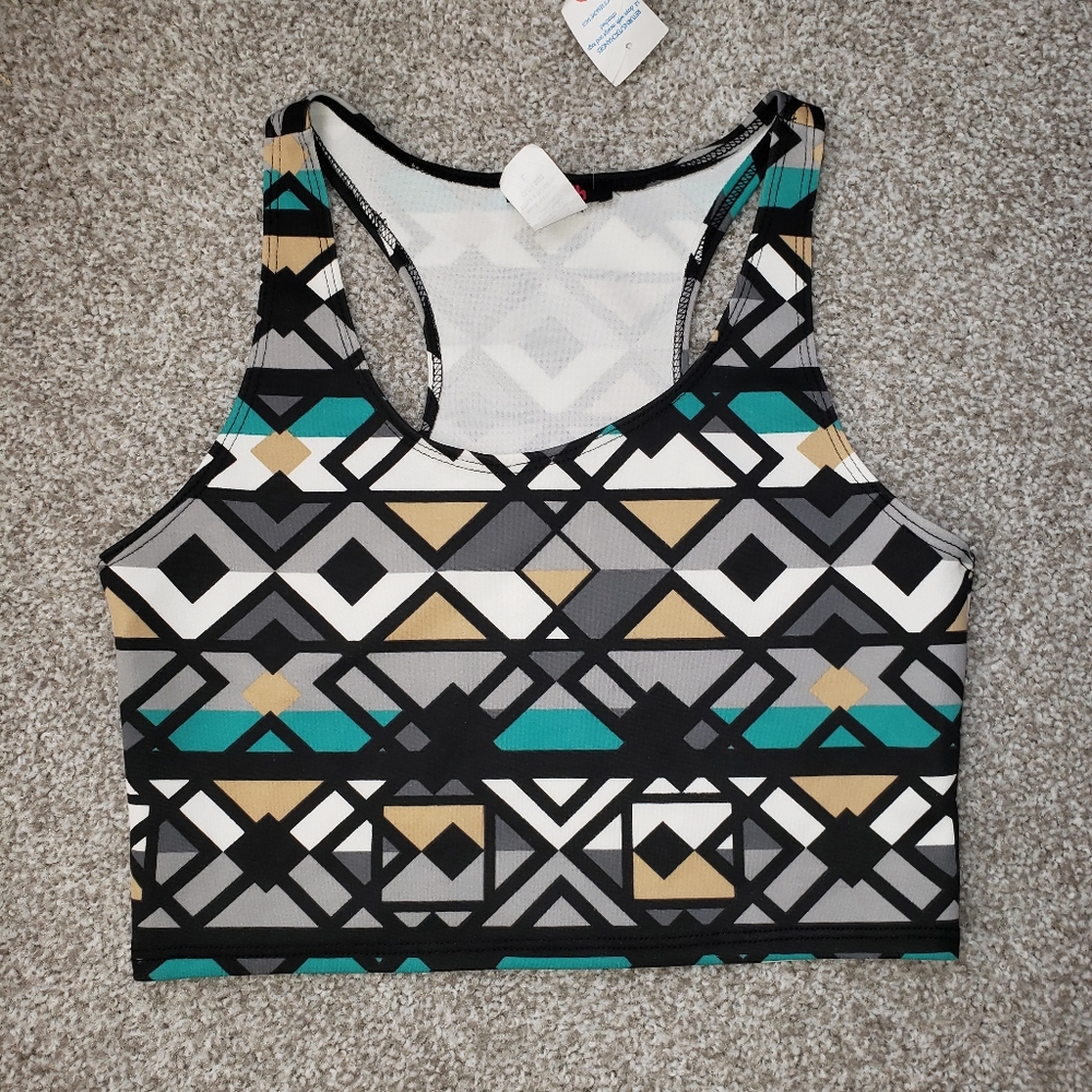 Aztec Print Color Blocked Crop Top